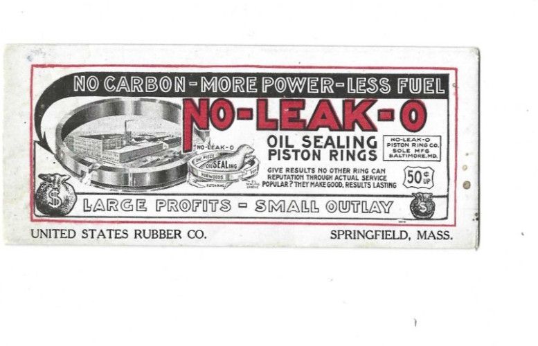 Advertising Blotter No-Leak-O Piston Rings Baltimore MD US Rubber Springfield MA
