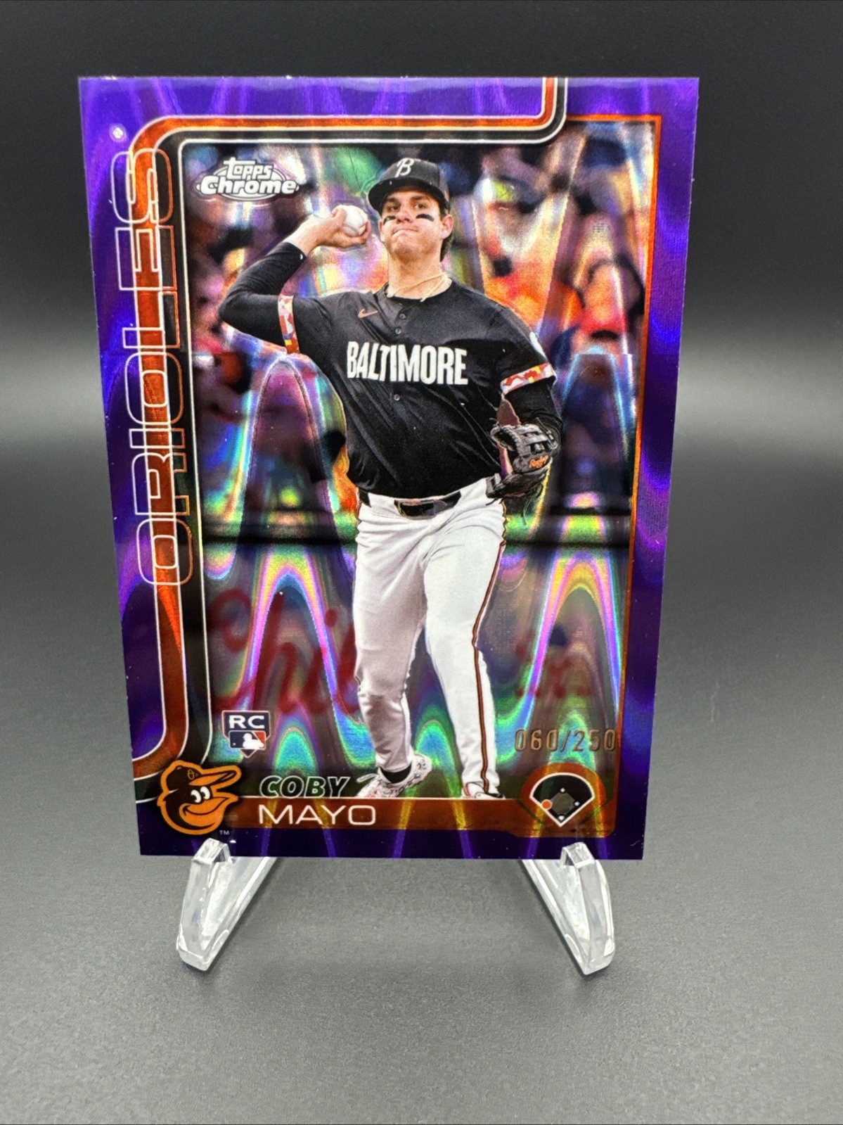 2025 Topps Chrome - Coby Mayo #120 Purple Raywave Refractor /250 (RC)
