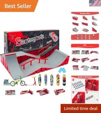 Finger Skateboard Park Kits 9 in 1,Finger Skateboard Ramp Set with 5 Fingerbo...