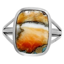 Premium Spiny Oyster Turquoise 925 Sterling Silver Ring s.9 Jewelry R-1006