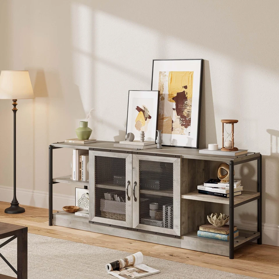 TV Stand for 65+ Inch TV, Industrial Entertainment Center TV Media Console Table - Image 3 of 4