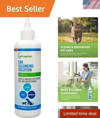 Pet Ear Care Drops - Gentle Cleaner for Dogs & Cats, 8oz Fresh Solution