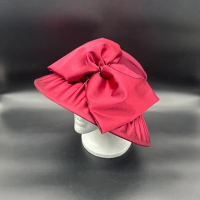 VTG APRIL CORNELL Red Wool Felt Hat Oversized Satin Bow Church Derby Tea Party M22019 ( Red hat ) Kentucky Derby hat Church hat Wedding hat  main image 3