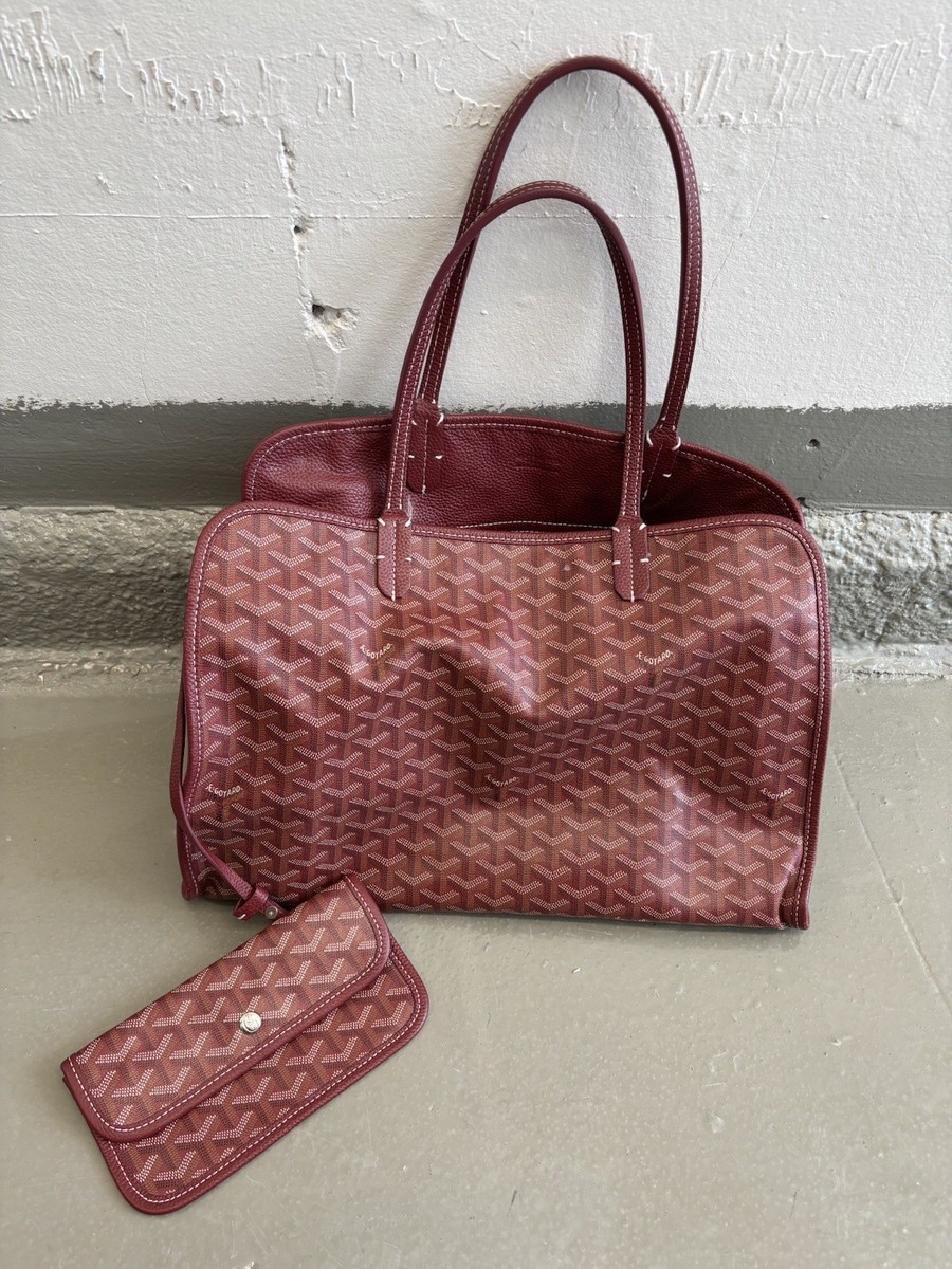 Authentic GOYARD Hardy MM Red Coated Canvas Goyardine Leather