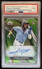 2024 Topps Chrome Black Junior Caminero Auto RC Green Refractor #/99 Rays PSA 9