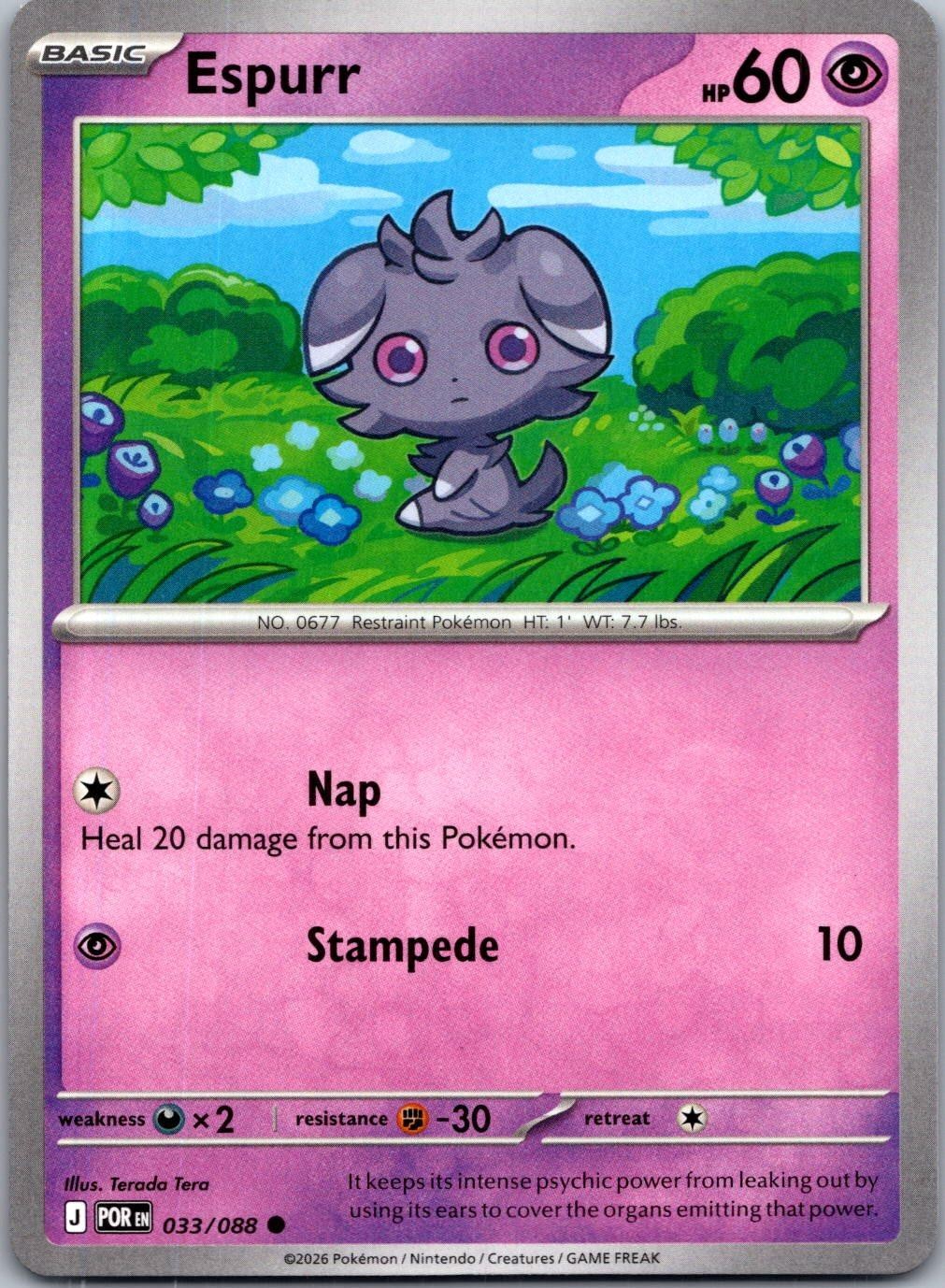 Espurr 033/088 C Perfect Order Pokemon Near Mint