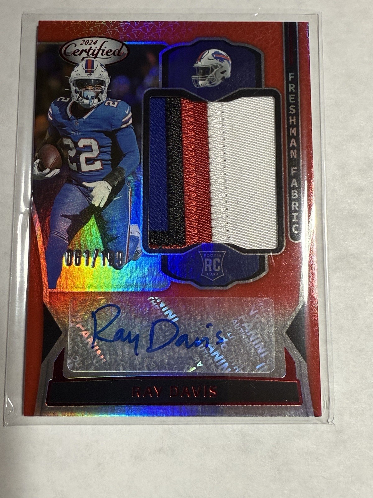 2024 Certified - Freshman Fabric Mirror Signatures Ray Davis #FMS-RDS Red /199