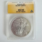 2008-W $1 American Silver Eagle Burnished ANACS MS69 SATIN FINISH