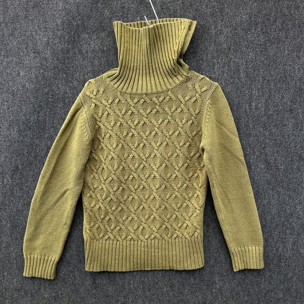 Colorado Womens Cable Knit Turtleneck Sweater Green Chunky Cozy Winter Small 