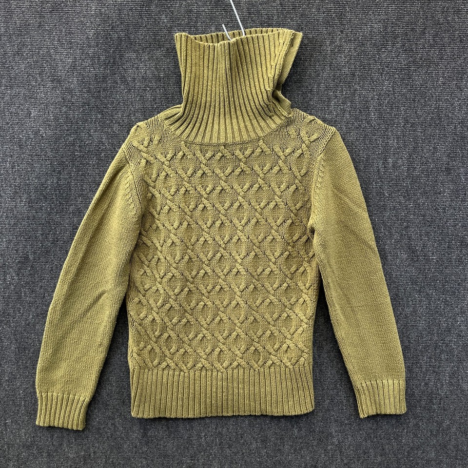 Colorado Womens Cable Knit Turtleneck Sweater Green Chunky Cozy Winter Small 