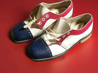 Vintage Deadstock Unworn Wellco Bootniks White Red Blue Saddle Shoes N95835...