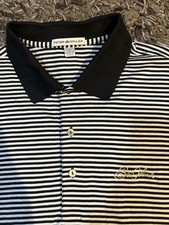 Peter Millar Stripe Shirt Mens Large Performance Golf Polo Sea Island Embroidery