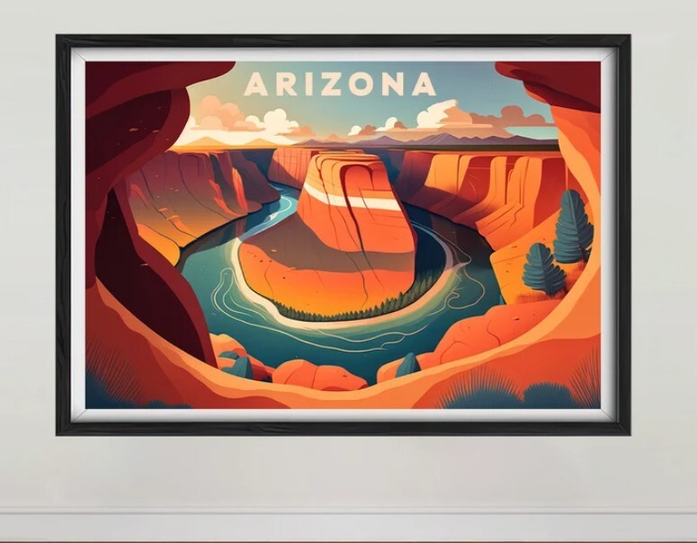 Arizona Horseshoe Bend Travel Poster,Horseshoe Bend Wall Art Print eBay