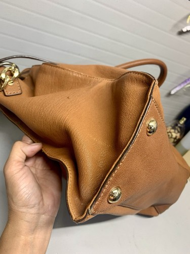 Michael Kors Hamilton Brown Leather Satchel Tote Shoulder Bag - Picture 9 of 12