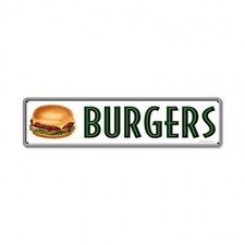 Burgers Hamburger Fast Food Imbiss Diner Werbung Retro Sign Blechschild Schild