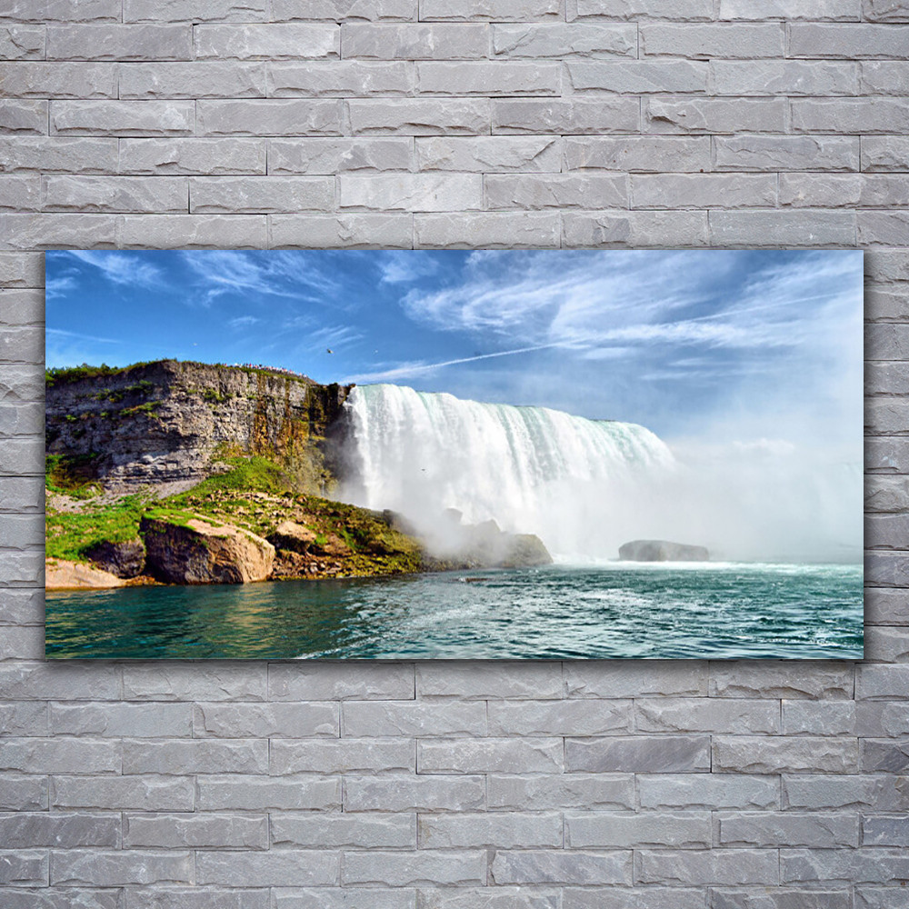 Nature mer chute d'eau imprimée sur tableau en verre acrylique panoramique