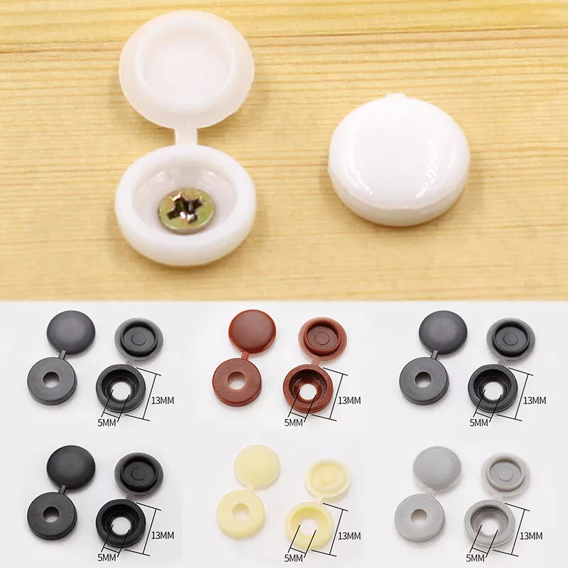 100pcs Hinged Plastic Screw Cover Fold Cap Button Home Furniture Decor Covers