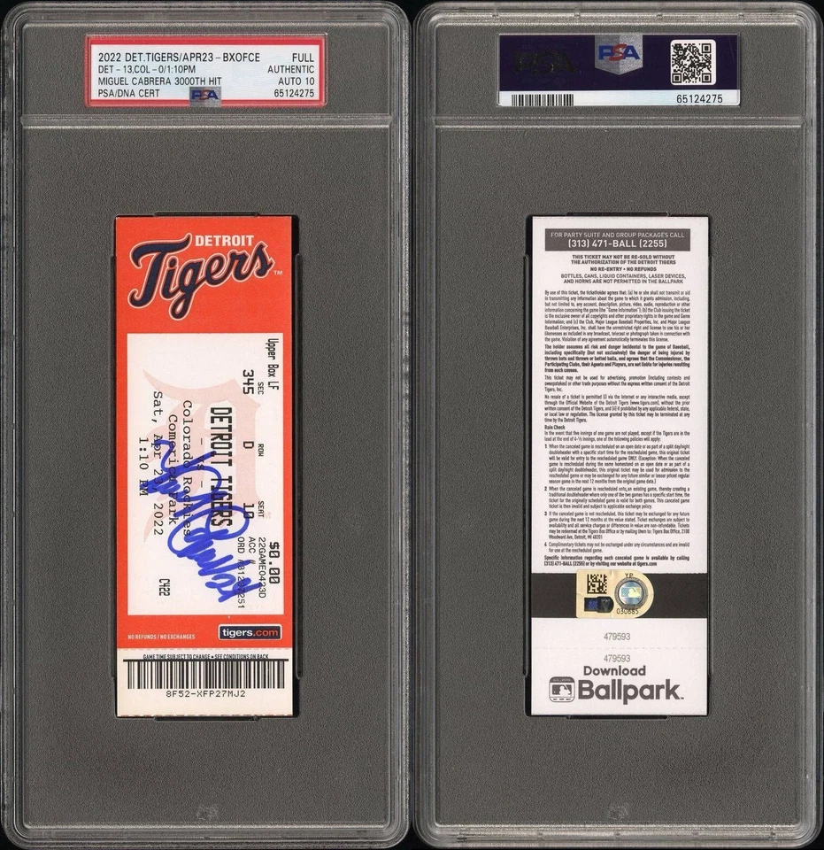 Detroit Tigers PSA 10 Auto MIGUEL CABRERA Signed 3000th Hit Full Ticket Stub 🔥 - Image 3 of 3