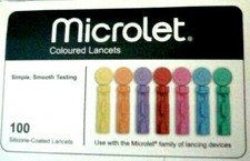 MICROLET FARBIGE LANZETTEN Exp 06/2024 - NEU - VERSIEGELTE BOX - 100 Lanzetten