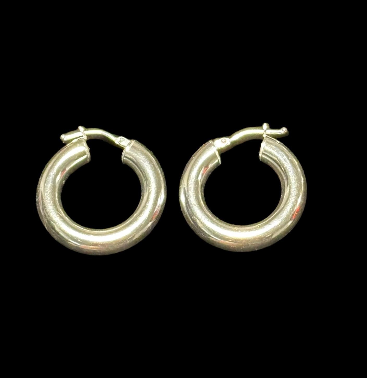 Sterling Silver Hoop Earrings 25.4mm 4.8g 925 Silver (EAR0001)-image