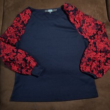 Eva Franco Anthropologie Mesh Embroidered Sleeve Top SIZE 2 MADE IN USA