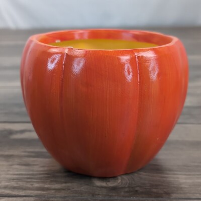 Ceramic Pumpkin Planter Pot 4.5'' Halloween Napco Autumn Fall Harvest Decor EUC