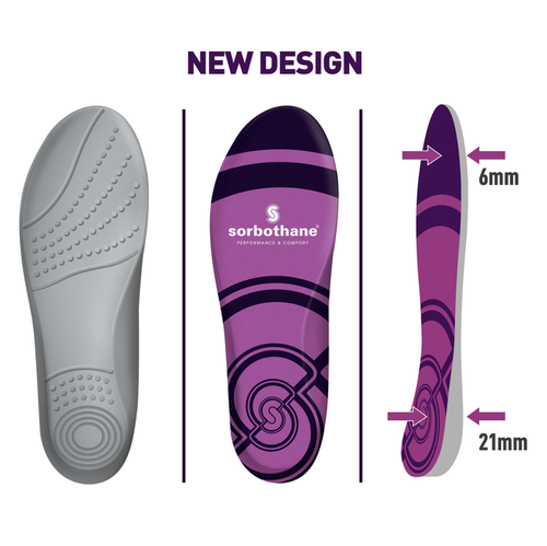 Sorbothane Cush N Step Insoles Soft Cushioned Thick Shock Absorbing Shoe Inserts - Picture 3 of 5