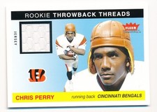 CHRIS PERRY 2004 FLEER ROOKIE THREADS RETRO #TT-CP JERSEY PARCHE BENGALS COMO NUEVO