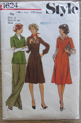 (1976) Style 1624 Schnittmuster Damen Kleid Oberteil Hose Schnitt Größe 12 komplett