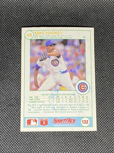 Carta auto firmata Mike Harkey Chicago Cubs 1989 Sportflics #132 ~ COA - Foto 2 di 3