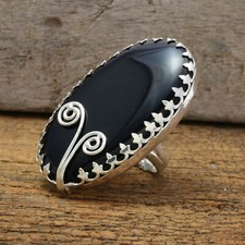 startling Black Onyx Gemstone 925 Sterling Silver Handmade Ring All Size
