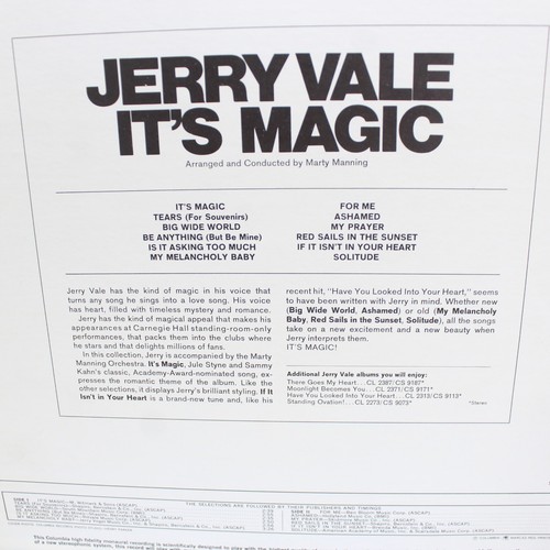 Jerry Vale It's Magic Vinyl Record LP VG Album - Picture 3 of 5