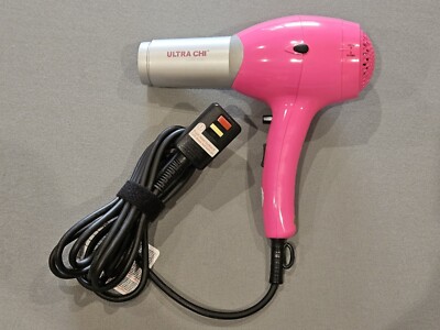 ULTRA CHI PROFESSIONAL LOW EMF HAIR DRYER HOT PINK - USED ~ NO ATTACHMENTS