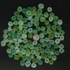 green lime center drilled 3mm big hole sea beach glass 10 pcs lots pendant