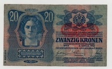 AUSTRIA 20 KRONEN 1913 PICK 53 OVPT LOOK SCANS
