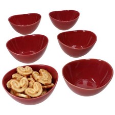 Mäser 6x Natural Müsli-Schale 400ml Steingut 6 Personen Dessert-Schüssel rot
