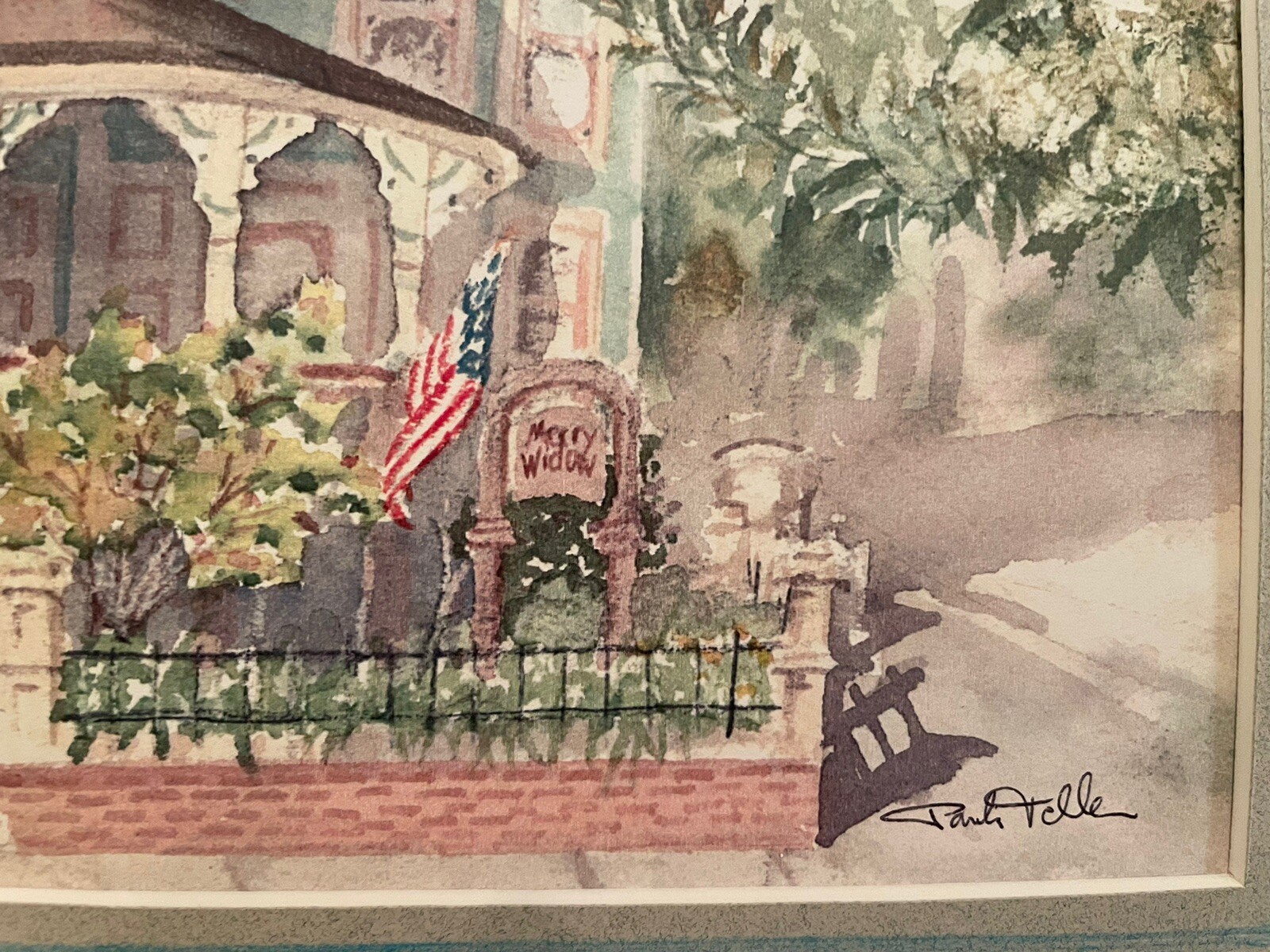 7x10"print by PJ Teller 11x14" mat MERRY WIDOW, Victorian CAPE MAY