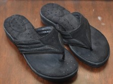 Black Velour Flip Flops Womens Sz 6 Extra Cushioned Comfort Casual Flip Flops