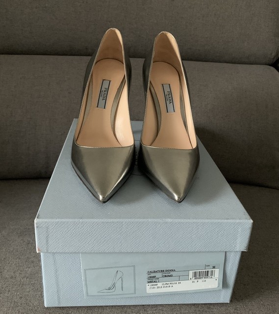 prada silver pumps