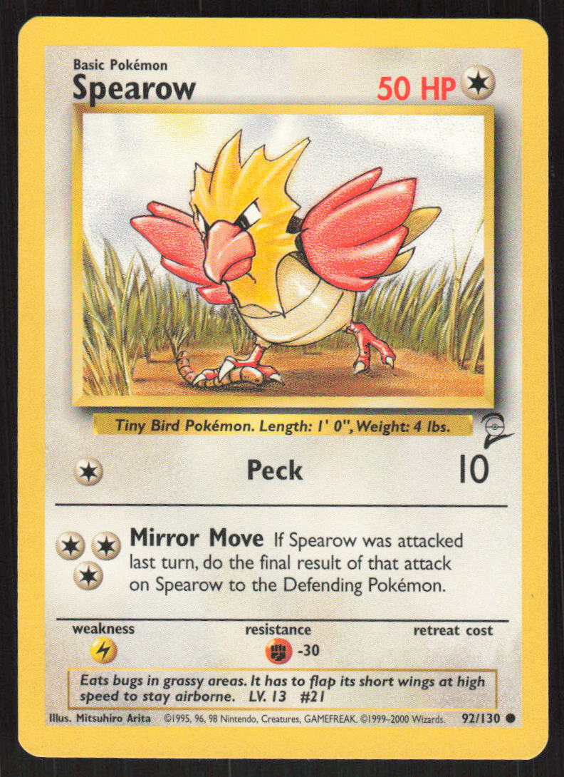 Pokemon TCG Base Set 2 #92/130 Spearow NM