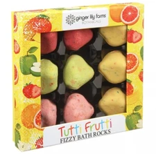 Ginger Lily Farms Botanical Tutti Frutti Fizzy Bath Rocks Gift Set, 9pc
