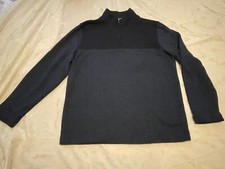 Van Heusen Sweater Two Tone Navy Long Sleeve Zip Neck  Chest Pocket Size L