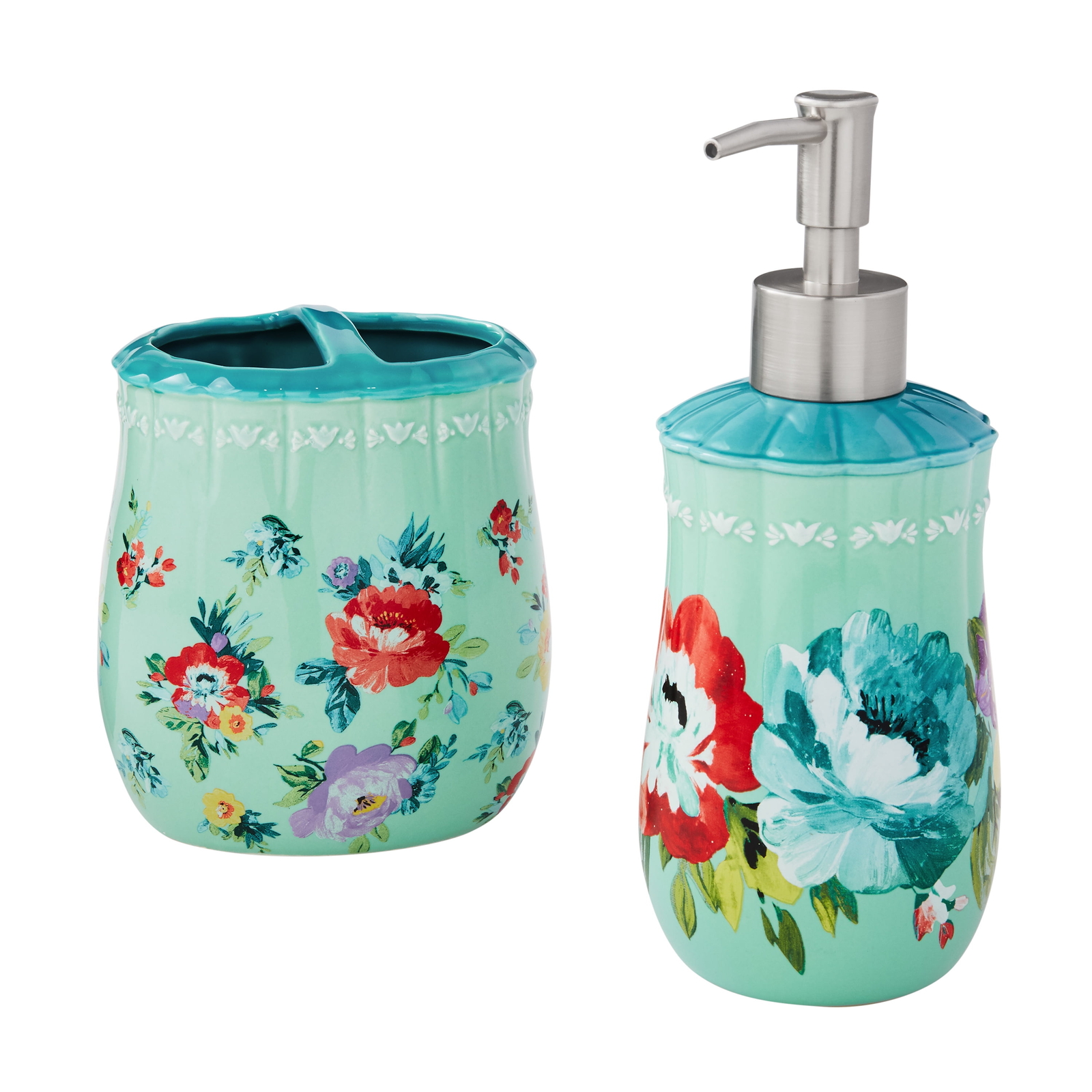 Sweet Romance Stoneware 2 Piece Bath Accessories Set