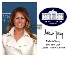 FIRST LADY MELANIA TRUMP WHITE HOUSE SEAL AUTOGRAPHED 8X10 PHOTO REPRINT