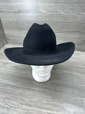 Chapeau de cowboy noir castor Rodeo King 5X 7 3/8 fabriqué aux États Chapeau de cowboy noir castor Rodeo King 5X 7 3/8 fabriqué aux États