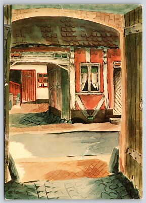 Art Card, Elsinore, The Frame House, Frida Bosack, Watercolor, Chrome Unp, 6 x 4