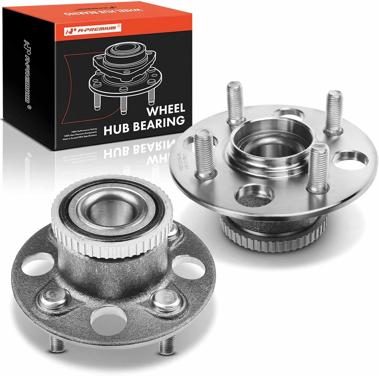 2 X Rear Wheel Bearing and Hub Assembly with ABS Ring & 4-Lug Compatible with Ac