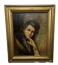 Antique Framed And Matted Large Portrait Of Girl/Women Signed By S. PAPA