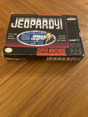 JEOPARDY (SUPER NINTENDO, SNES 1992) VIDEO GAME CARTRIDGE COMPLETE IN BOX CIB