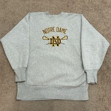 Vintage 90s Champion Reverse Weave Notre Dame Lacrosse Sweatshirt Men  s XL Gray